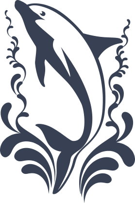 Dolphin Jumping Out Of Water With Swirls Sticker