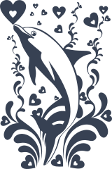 Dolphin With Hearts Sticker