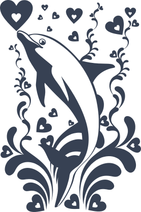 Dolphin With Hearts Sticker