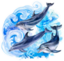 Dolphins In The Sea Waves Sticker