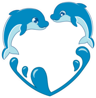 Dolphins That Swim, Jump On The Waves Heart Sticker