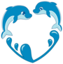 Dolphins That Swim, Jump On The Waves Heart Sticker