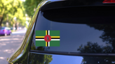 Dominica Flag Sticker on a Rear Car Window (New) example