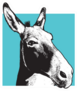Donkey - Black And White Portrait On Blue Square Sticker