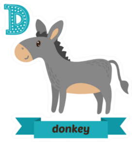 Donkey D Letter Childrens Sticker