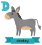 Donkey D Letter Childrens Sticker