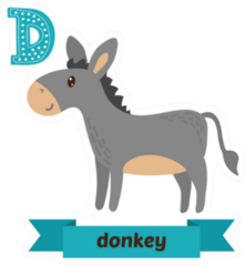 Donkey D Letter Childrens Sticker