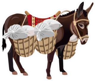 Donkey With A Heavy Load Illustration Sticker