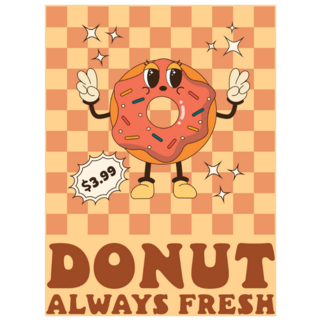 Donut Always Fresh Groovy Fast Food Sticker