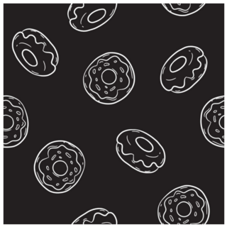 Donut Doodle Pattern On Black Sticker