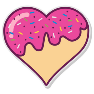 Donut Love Heart Logo With Pink Frosting Sticker