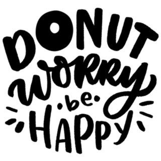Donut Worry Be Happy Lettering Sticker