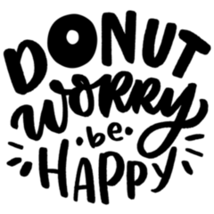 Donut Worry Be Happy Lettering Sticker