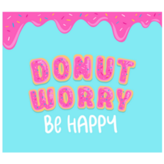 Donut Worry Be Happy Pink Glaze Lettering Sticker