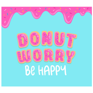 Donut Worry Be Happy Pink Glaze Lettering Sticker