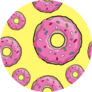 Donuts With Pink Icing On A Yellow Sticker