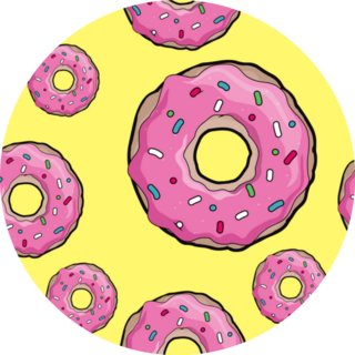 Donuts With Pink Icing On A Yellow Sticker