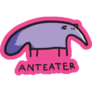 Doodle Anteater Lettering On Pink Sticker
