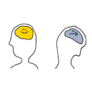 Doodle Art Smile And Crying Brain Sticker