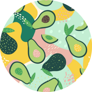 Doodle Avocado And Abstract Elements Pattern Sticker