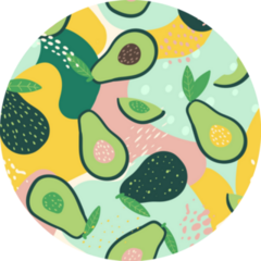 Doodle Avocado And Abstract Elements Pattern Sticker