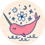 Doodle Cartoon Pink Narwhal Sticker