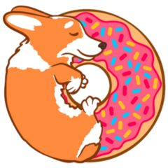 Doodle Corgi And Donut On Pink Sticker