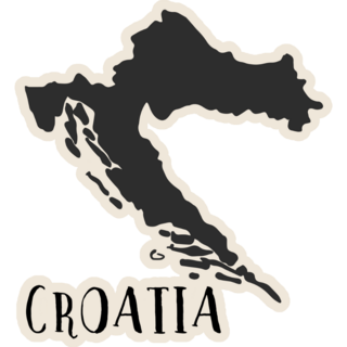 Doodle Croatia Map Lettering Sticker