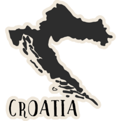 Doodle Croatia Map Lettering Sticker