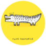 Doodle Cute Crocodile On Yellow Sticker