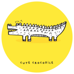 Doodle Cute Crocodile On Yellow Sticker