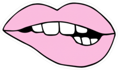 Doodle Drawing of Pink Lips Biting Sticker