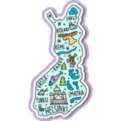 Doodle Finland Map Purple Sticker