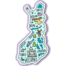 Doodle Finland Map Purple Sticker