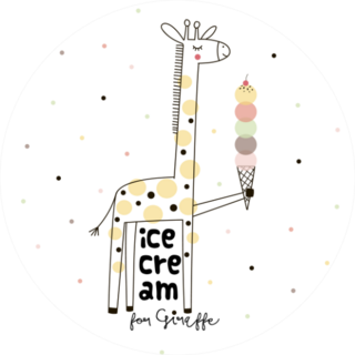 Doodle Giraffe With Ice Cream Sticker
