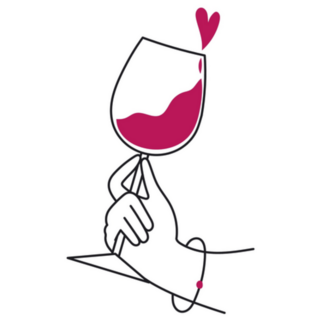 Doodle Glass Of Red Wine Heart Splash Sticker