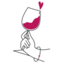Doodle Glass Of Red Wine Heart Splash Sticker
