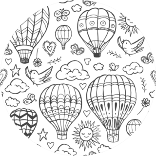 Doodle Hot Air Balloons Pattern Sticker