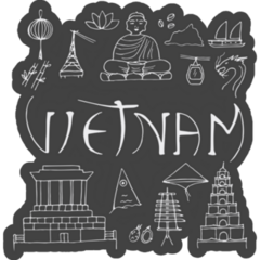 Doodle Icons Of Vietnam Sticker