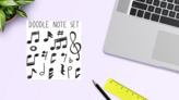 Doodle Music Sticker on a Desk (New) example