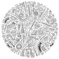 Doodle Musical Instruments Circle Sticker