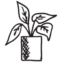 Doodle of a Simple Potted Plant Transfer Sticker