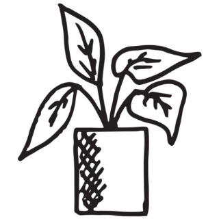 Doodle of a Simple Potted Plant Transfer Sticker