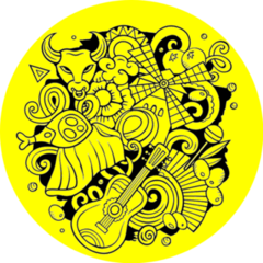 Doodle Of Funny Spanish Elements And Objects Sticker