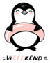 Doodle Penguin With Swim Ring In Sketch Style Weekend Sticker