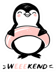 Doodle Penguin With Swim Ring In Sketch Style Weekend Sticker
