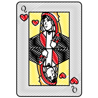Doodle Queen Heart Card Casino Sticker