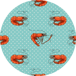 Doodle Shrimp Sea Food Blue Polka Dot Sticker
