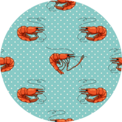 Doodle Shrimp Sea Food Blue Polka Dot Sticker