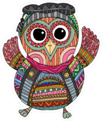 Doodle Style Owl Sticker